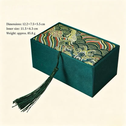 Chinese Traditional Brocade Storage Box for Wenwan Pair Walnuts, Silk Tassel Gift & Display Case