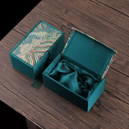 Chinese Traditional Brocade Storage Box for Wenwan Pair Walnuts, Silk Tassel Gift & Display Case