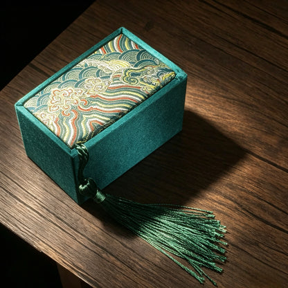 Chinese Traditional Brocade Storage Box for Wenwan Pair Walnuts, Silk Tassel Gift & Display Case