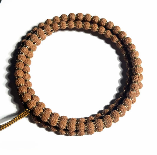 Wenwan Bracelets|First Generation Dragon Natural Rudraksha, Golden Shield Long Bracelet| 6mm