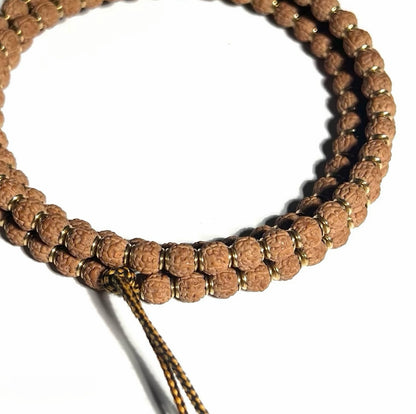 First Generation Dragon Natural Rudraksha, Golden Shield Long Bracelet| 6mm